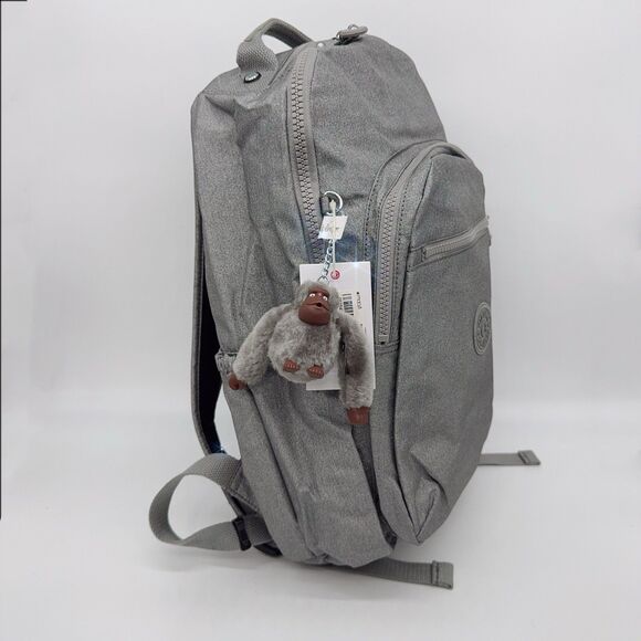 Kipling Seoul Extra Large 17" Laptop Backpack Silver Glimmer Metallic Grey NWT - Picture 2 of 8